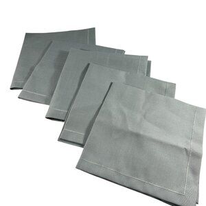Lot 5 Light Gray Dinner Napkins Hemstiched Border Minimalist Modern 19" Square